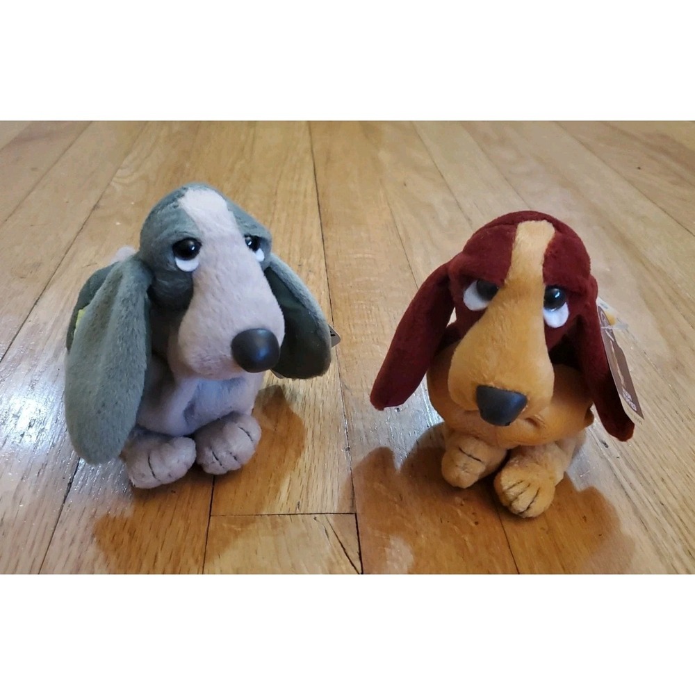 NEW Hush Puppies Basset Hound Bean‎ Bag 5" Set Of 2 Lot Applause
